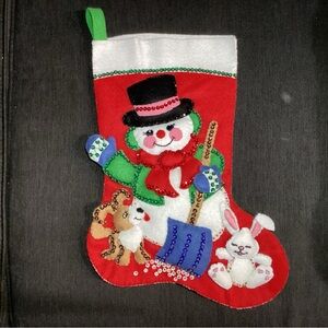 Completed Bucilla Holiday Pals Felt Stocking
